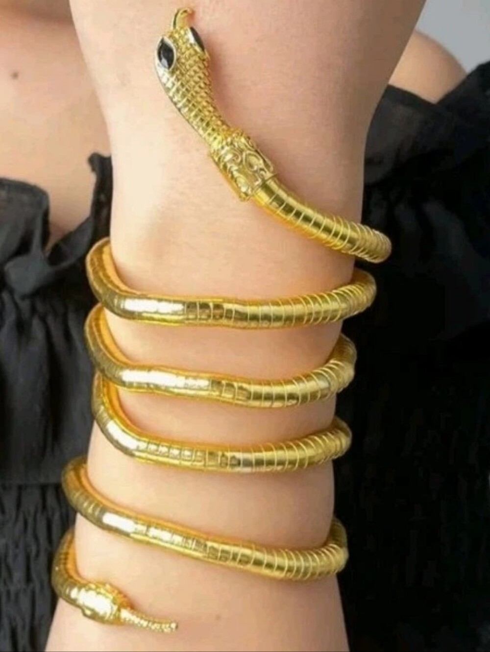 Serpent Necklace Wrap Bendable Snake Bracelet Gold Tone Flexible Arm Band L 35"
